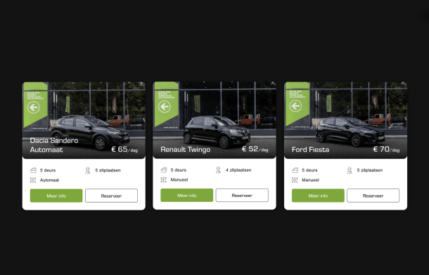 Renties website selectie wagens